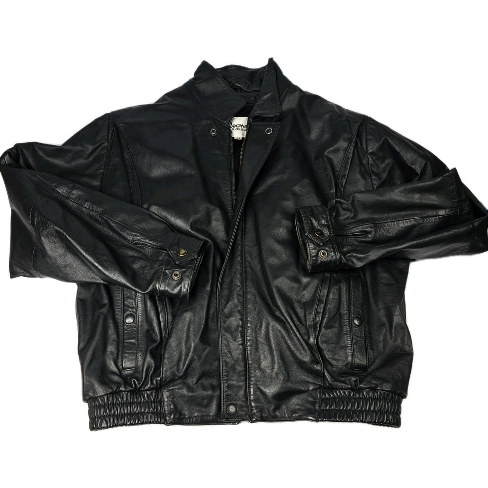 Wilsons Suede Leather Mens Bomber Jacket Black Shearling Lined Size‎ 42 Biker